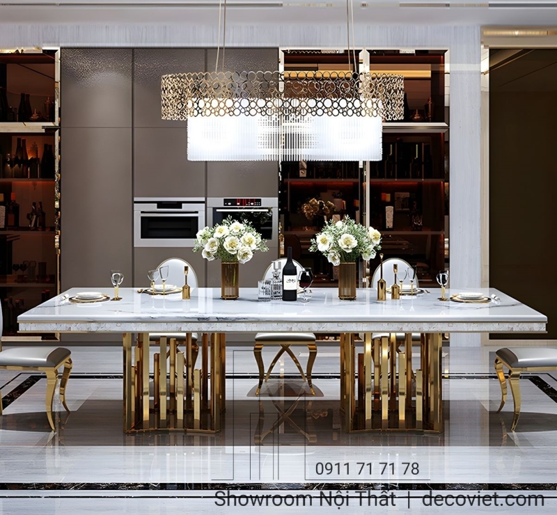 bàn ăn 8 ghế tân cổ điển