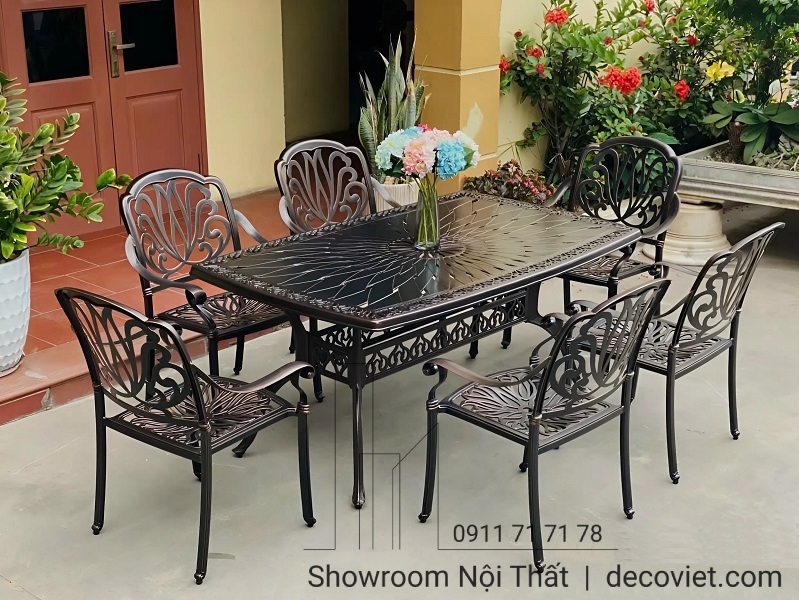 bàn ghế sân vườn ngoài trời chất liệu nhôm đúc dễ vệ sinh