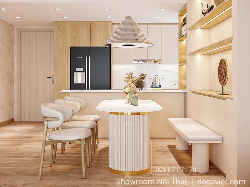 Bếp ăn chung cư thiết kế tinh gọn, tối ưu diện tích mà vẫn tiện nghi