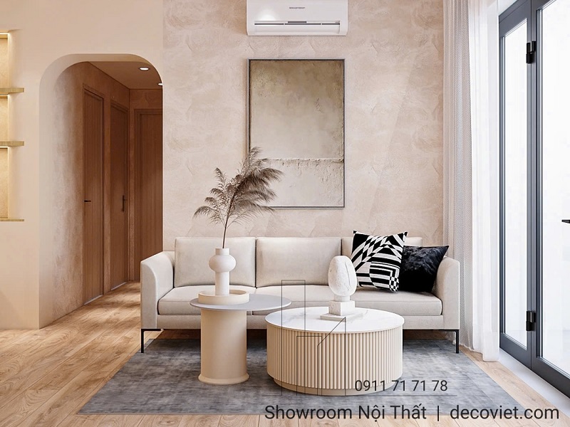 Phòng khách trẻ trung với tông màu sáng, tạo cảm giác thoáng đãng