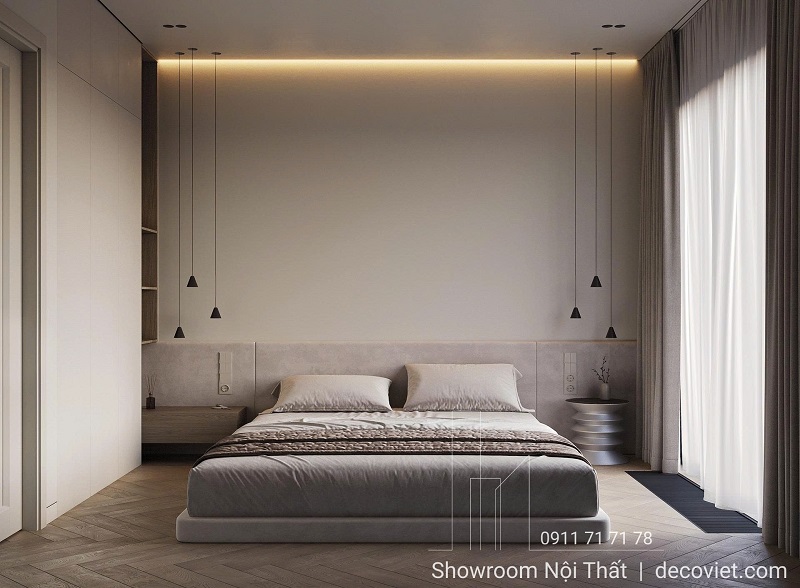 Phòng ngủ master sang trọng, thiết kế hiện đại.