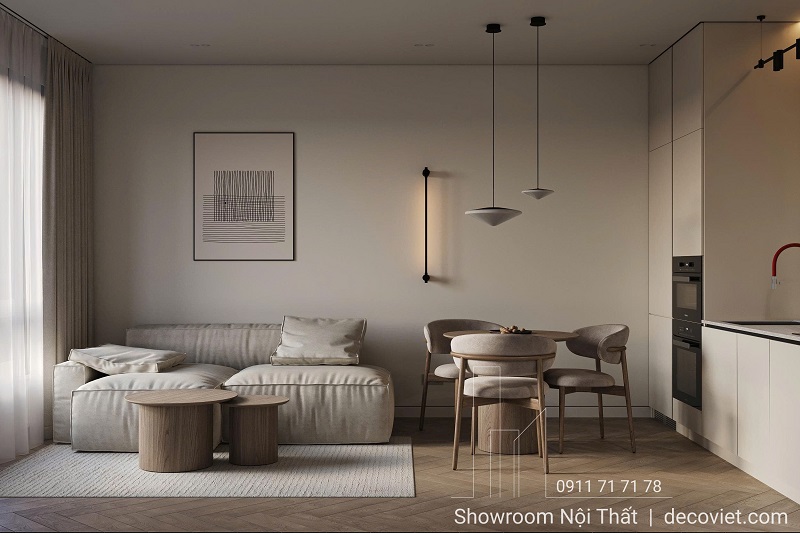 Phòng khách studio tối giản, tận dụng tối đa diện tích mà vẫn đầy đủ tiện nghi
