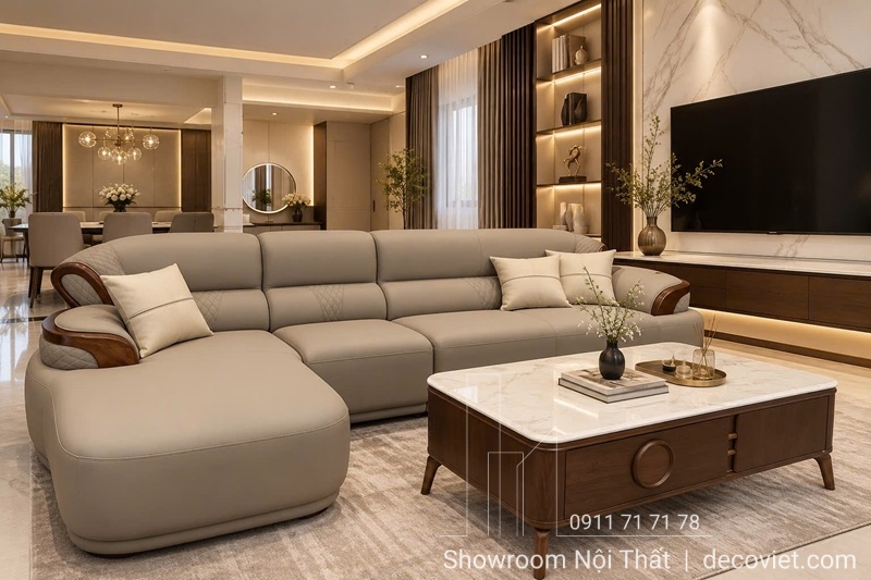 Ghế sofa bọc da sinh thái với thiết kế hiện đại