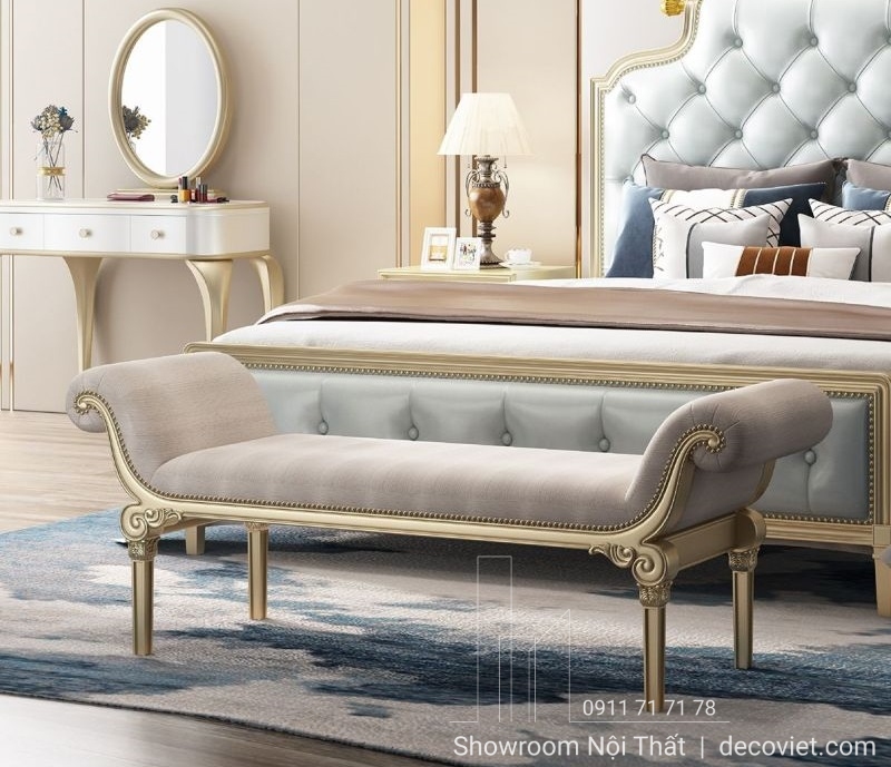mẫu ghế đuôi giường bọc nệm tân cổ điển