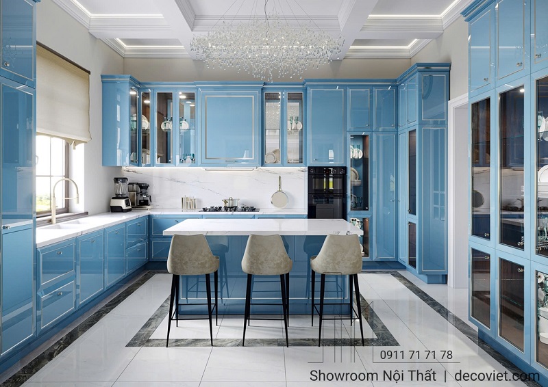 Thi công tủ bếp gỗ công nghiệp tại DecoViet – chuẩn kích thước, tiện nghi và đẹp mắt