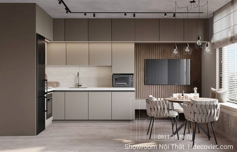 thiết kế thi công tủ bếp gỗ đẹp, phù hợp mọi không gian