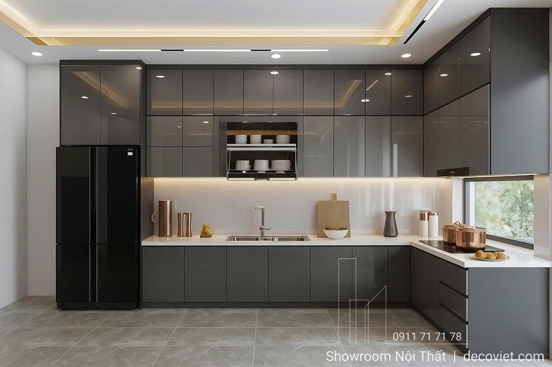 Tủ bếp Acrylic An Cường thiết kế liền mạch, tôn lên vẻ đẹp tối giản.