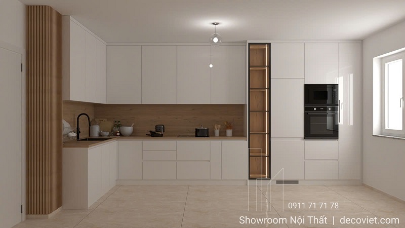 Hệ tủ bếp cao kịch trần, tối ưu không gian lưu trữ cho căn bếp gọn gàng