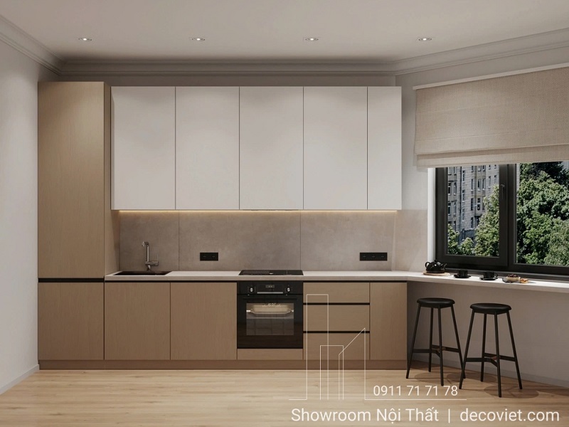 Thiết kế tủ bếp tối giản nhưng đầy đủ công năng cho gia đình hiện đại