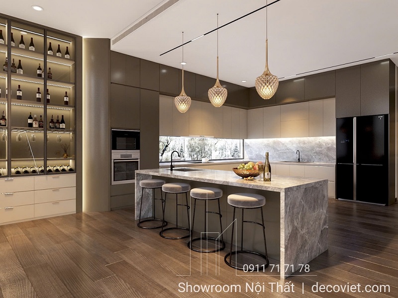 thi công tủ bếp gỗ sang trọng, thời thượng