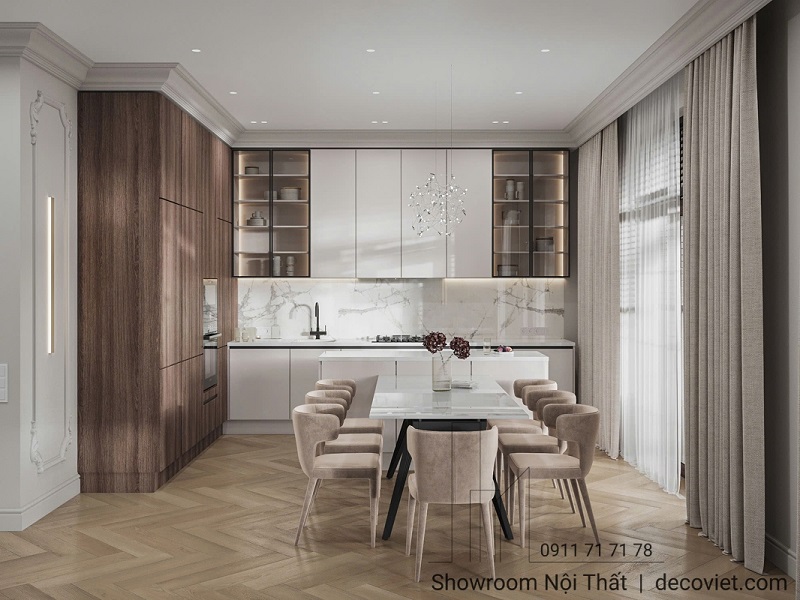 thiết kế thi coopng tủ bếp gỗ công nghiệp cao cấp, sang trọng