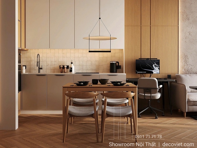 Thiết kế tủ bếp gỗ công nghiệp hiện đại, tối ưu không gian và công năng sử dụng