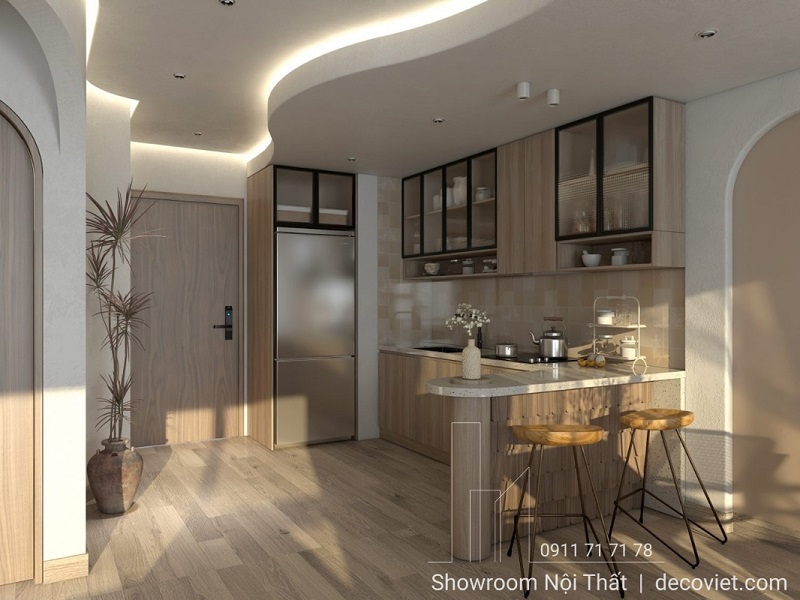 Không gian bếp sang trọng với tủ bếp gỗ MFC tinh tế