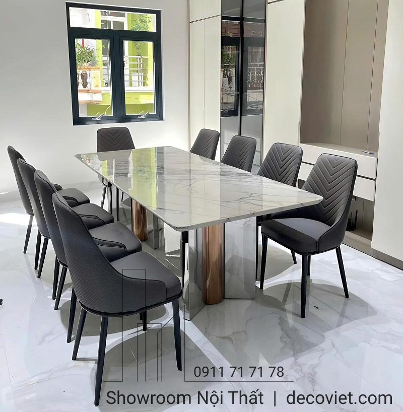 bàn ăn mặt đá 10 người