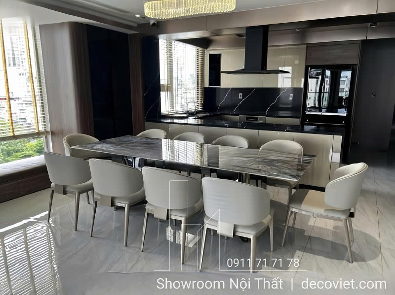 bàn ăn mặt đá tự nhiên 10 ghế