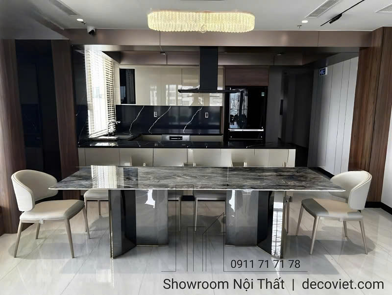 bàn ăn mặt đá 10 ghế cao cấp