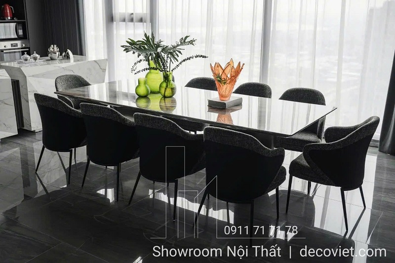 bàn ăn mặt đá 10 ghế'