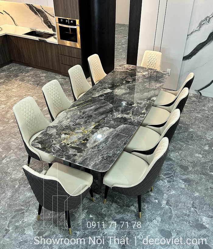 bàn ăn 10 người mặt đá nhập khẩu