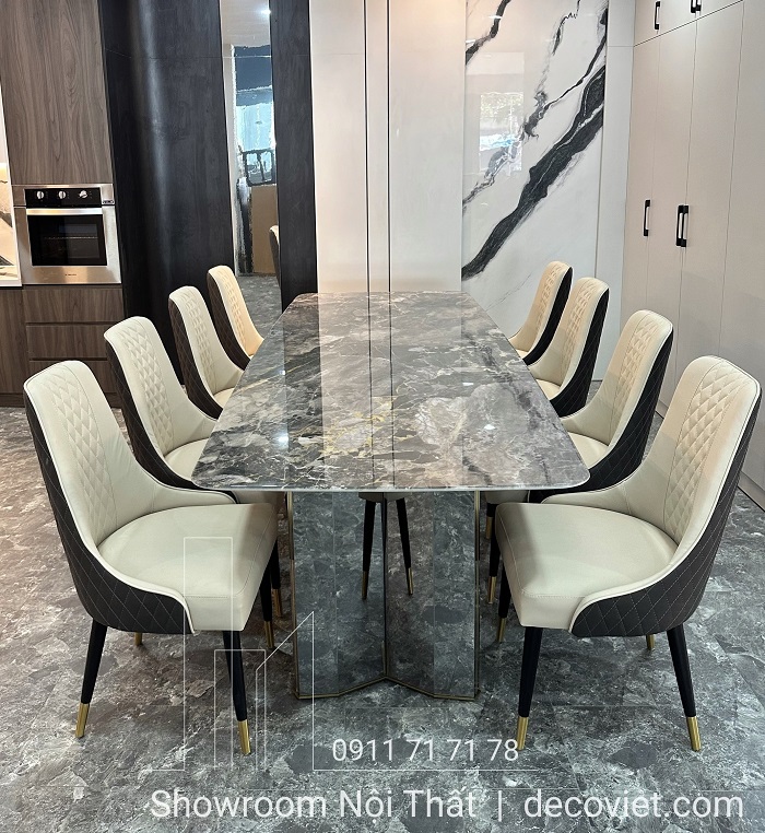 bàn ăn 10 người mặt đá hiện đại