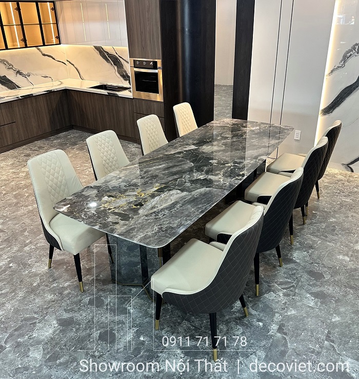 bàn ăn 10 người mặt đá tự nhiên
