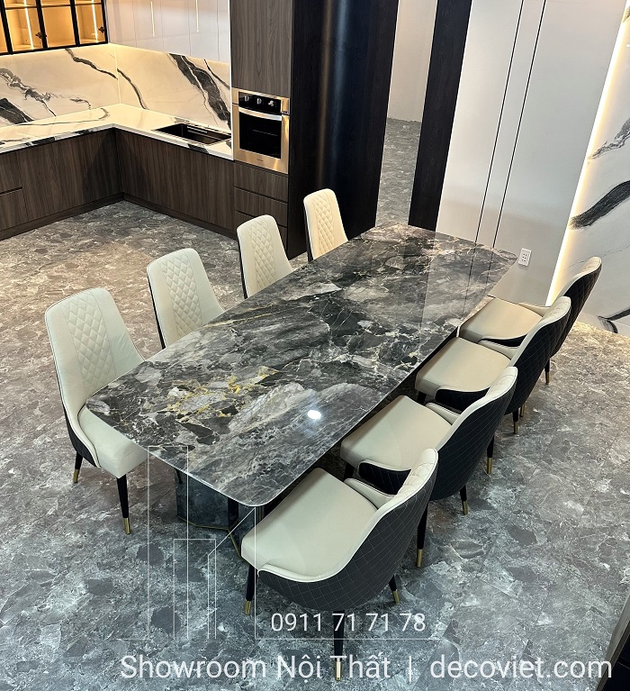 bàn ăn 10 người mặt đá cao cấp