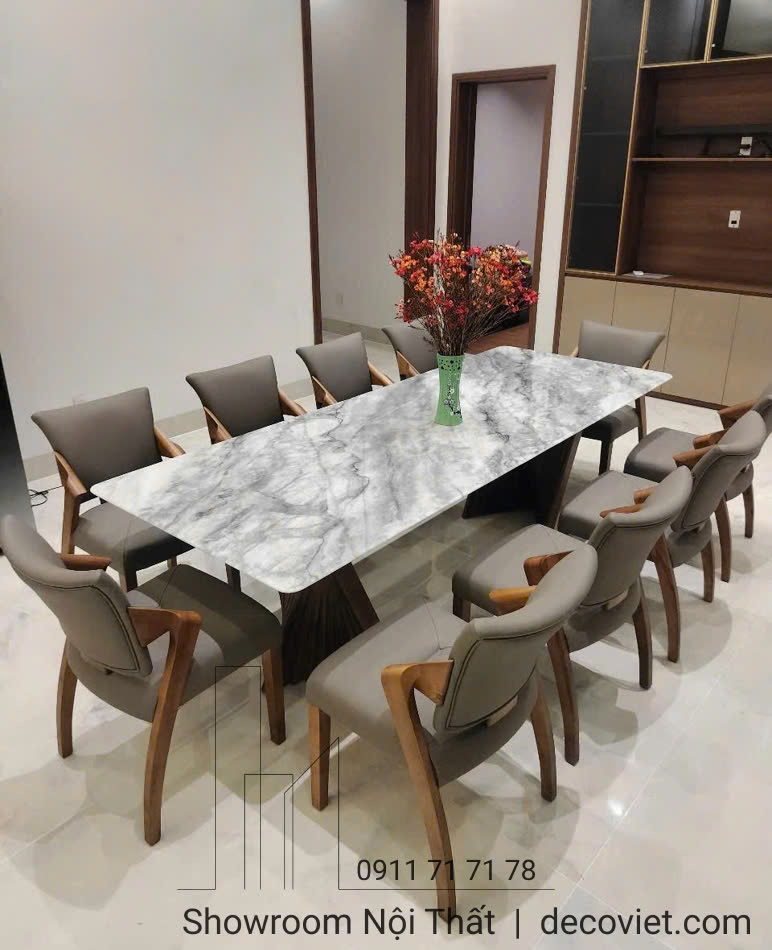 bộ bàn ăn mặt đá 10 người