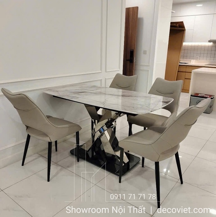 bàn ăn 4 ghế mặt đá nhập khẩu