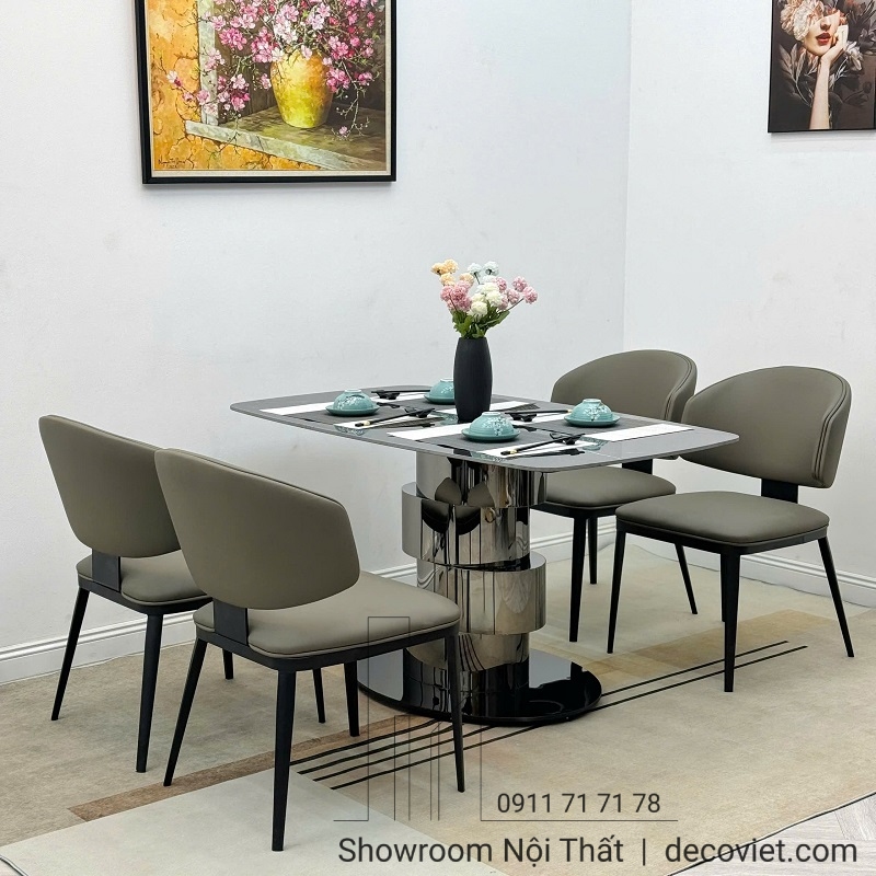 bàn ăn mặt đá 4 ghế
