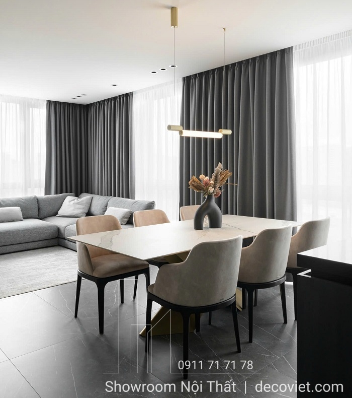 bàn ăn mặt đá 6 người