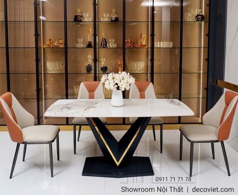 bàn ăn 4 ghế mặt đá hiện đại