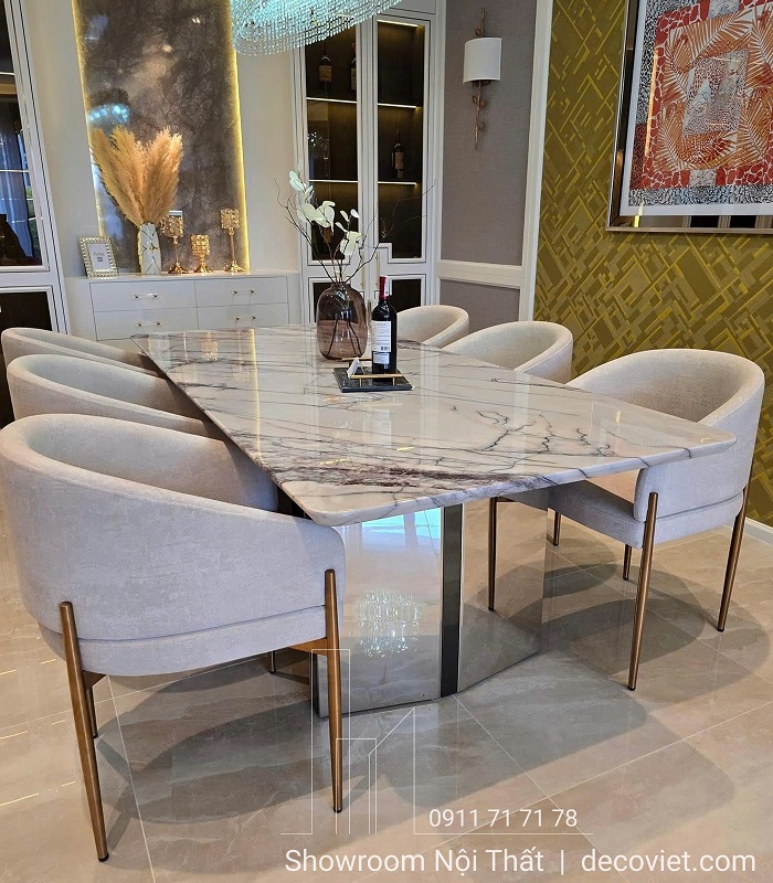 Bàn ăn 6 ghế mặt đá cao cấp 2799S phong cách hiện đại
