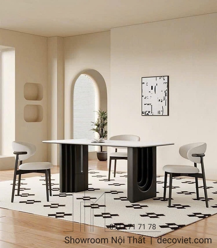 bàn ăn mặt gỗ 6 ghế