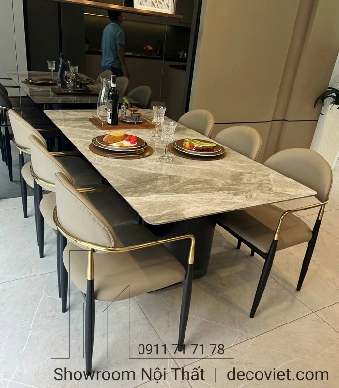 bàn ăn 6 ghế mặt đá