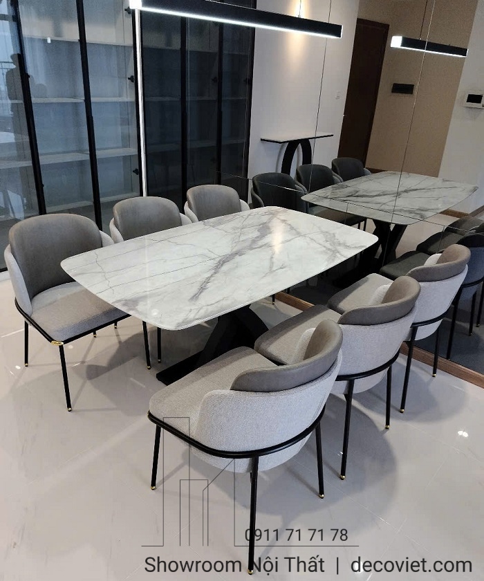 bàn ăn 6 ghế mặt đá