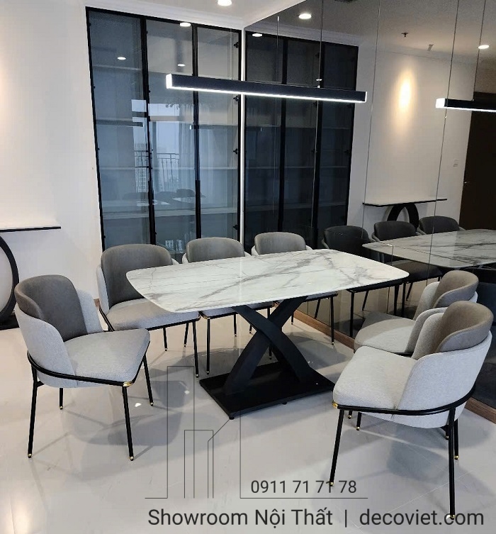 bàn ăn mặt đá 6 ghế cao cấp