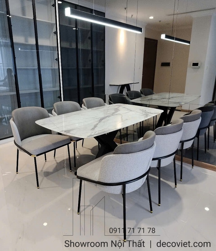 bộ bàn ăn mặt đá 6 ghế
