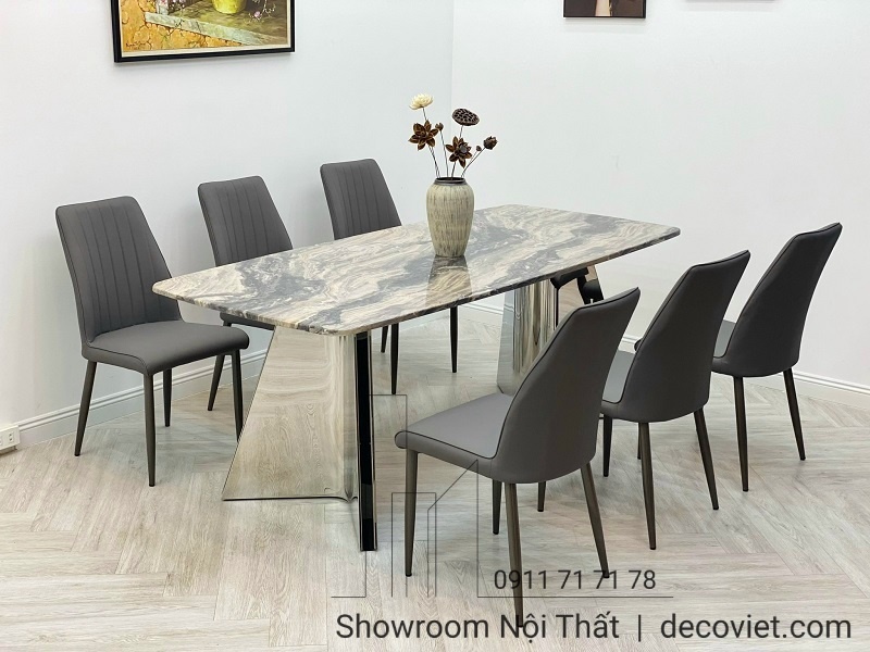 bàn ăn mặt đá cẩm thạch 6 ghế