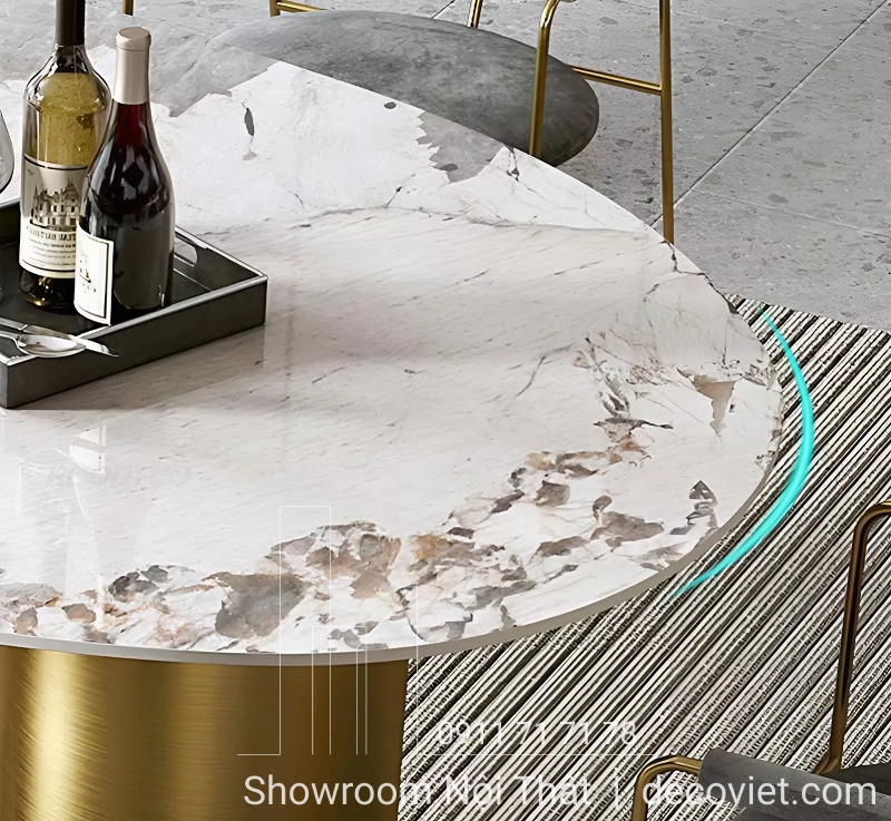 bàn ăn mặt đá hiện đại