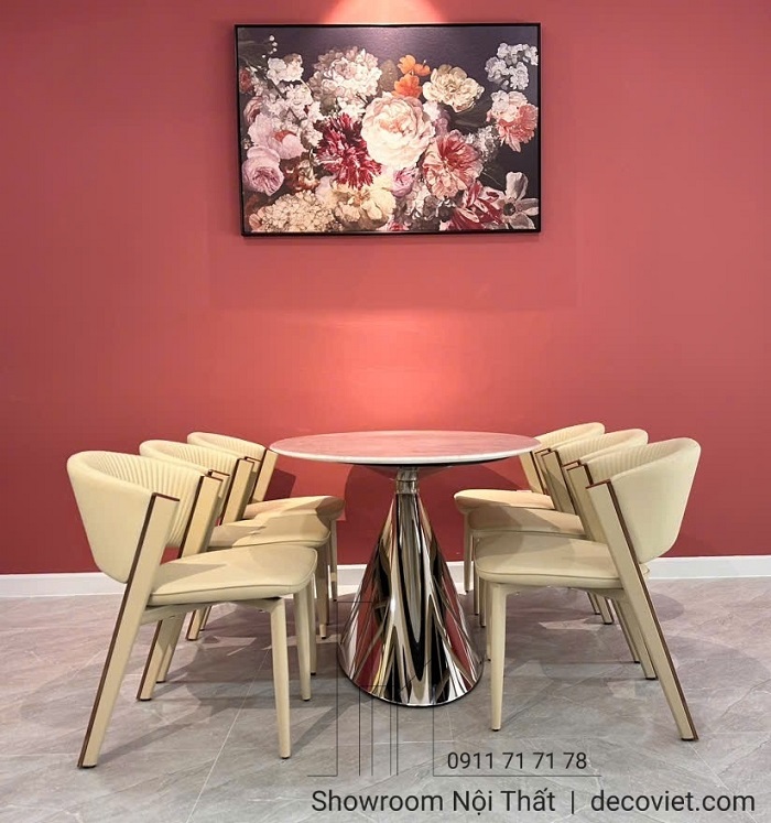 bàn ăn mặt đá cẩm thạch 6 ghế