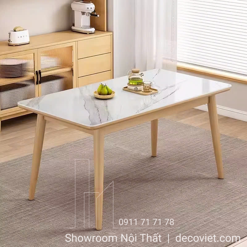 bàn ăn mặt đá chân gỗ