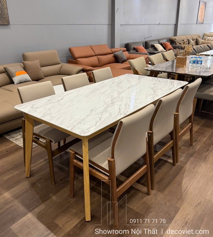 bàn ăn 6 ghế gỗ mặt đá 2934S thiết kế hiện đại sang trọng
