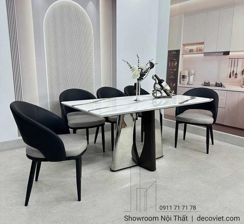 Bộ bàn ghế ăn 6 ghế mặt đá 2893S ngồi 6 người thoải mái