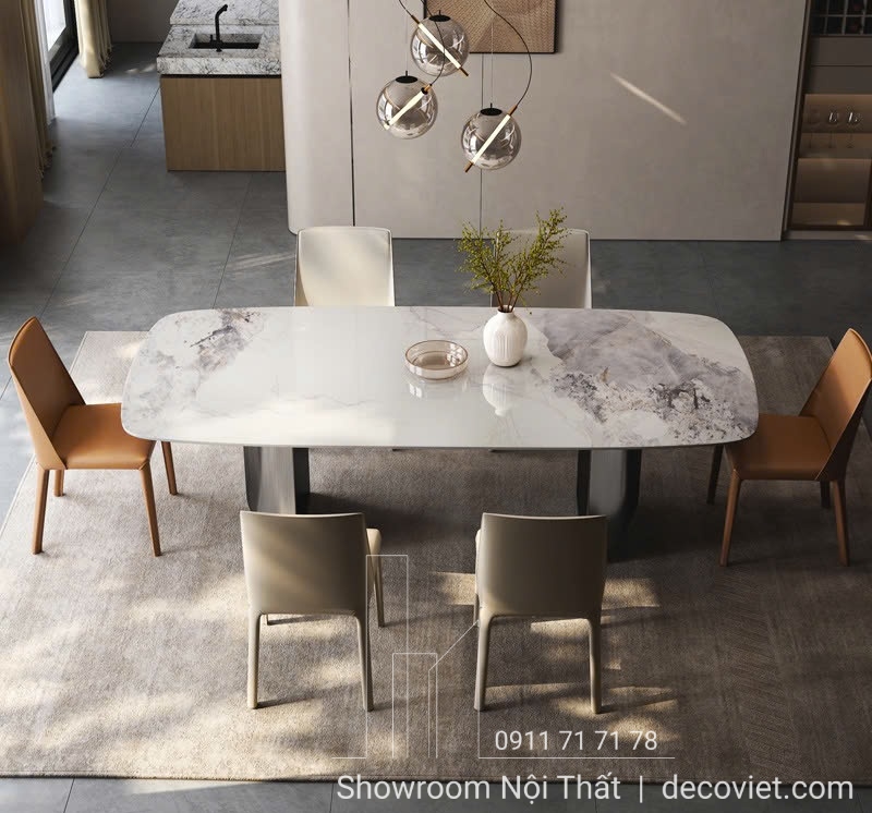 bàn ăn mặt đá 6 ghế