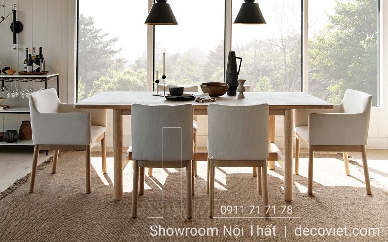 bàn ăn mặt gỗ 6 ghế
