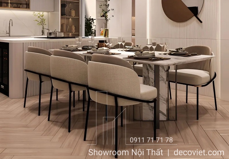 bộ bàn ăn 6 ghế mặt đá