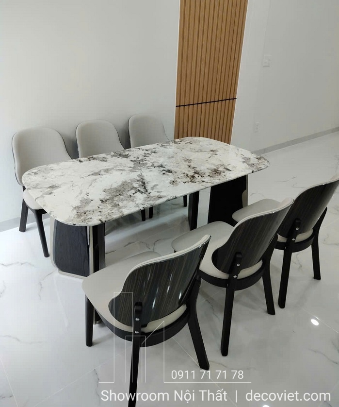 Bàn ăn mặt đá 6 ghế sang trọng, phù hợp nội thất phòng bếp hiện đại