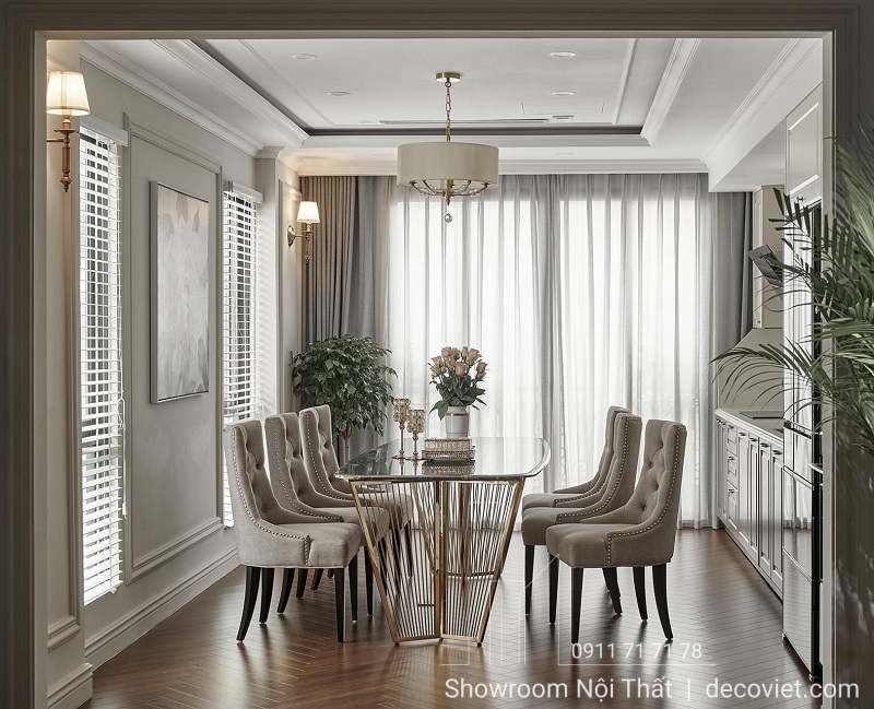 bàn ăn 6 người tân cổ điển