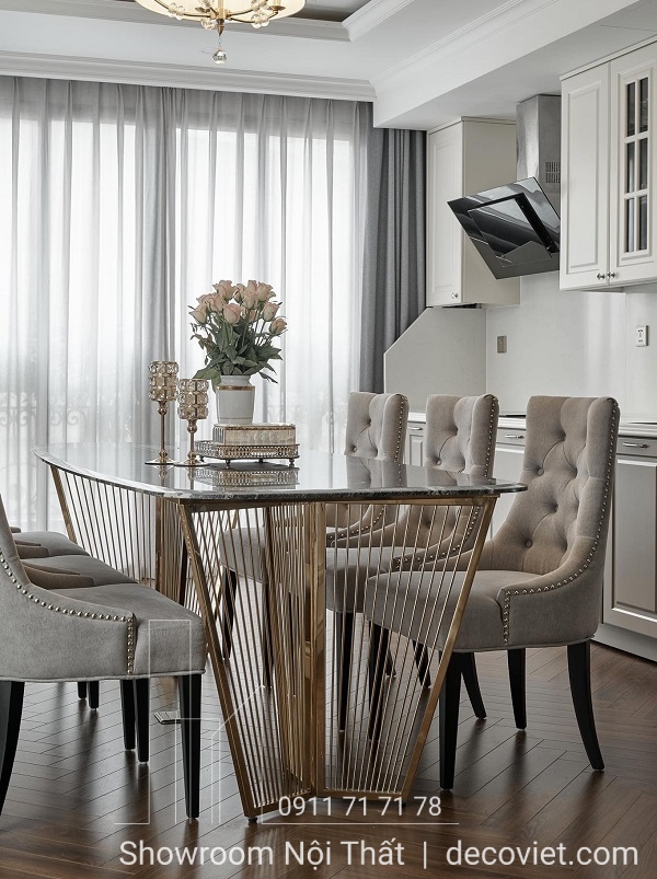 bộ bàn ăn 6 ghế tân cổ điển