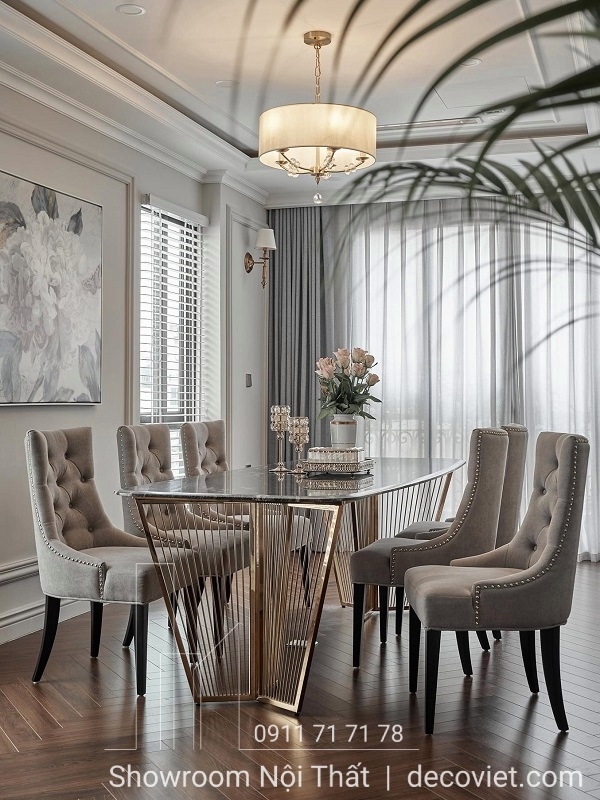 bàn ăn 6 ghế tân cổ điển