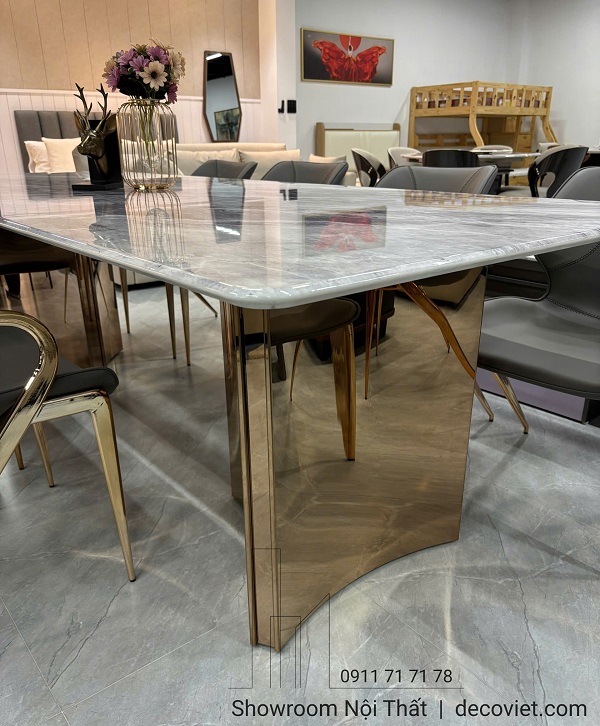 Bàn ăn dài 2m6 mặt đá sang trọng 2885S cho biệt thự và nhà phố